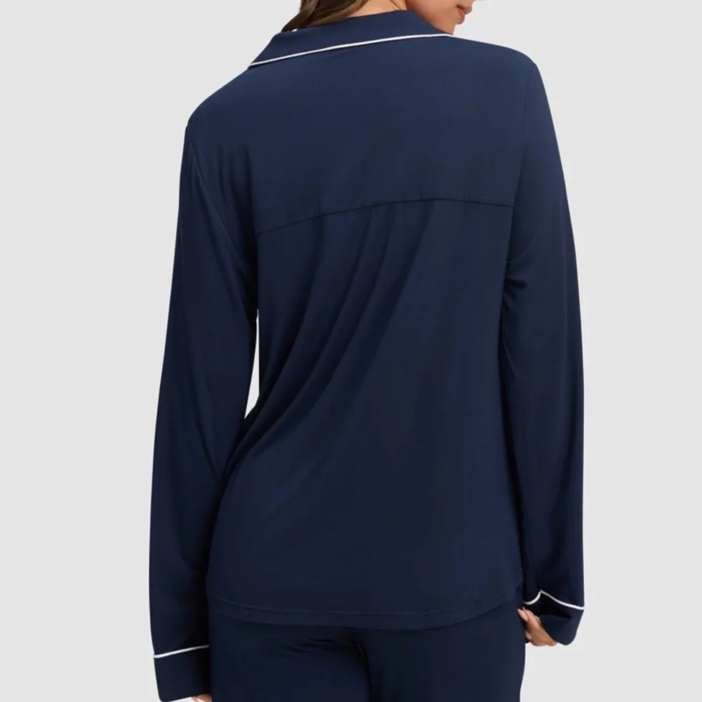 COZY EARTH Women's Bamboo Stretch-Knit Long Sleeve Pajama Top - Picture 2 of 8